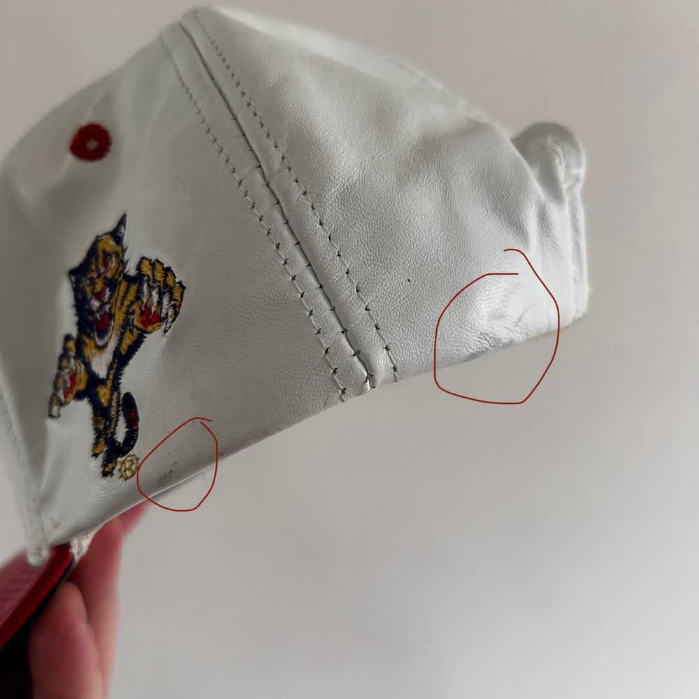 Vintage Florida Panthers leather snapback hat 90’s Made in USA NHL hockey - Picture 4 of 8